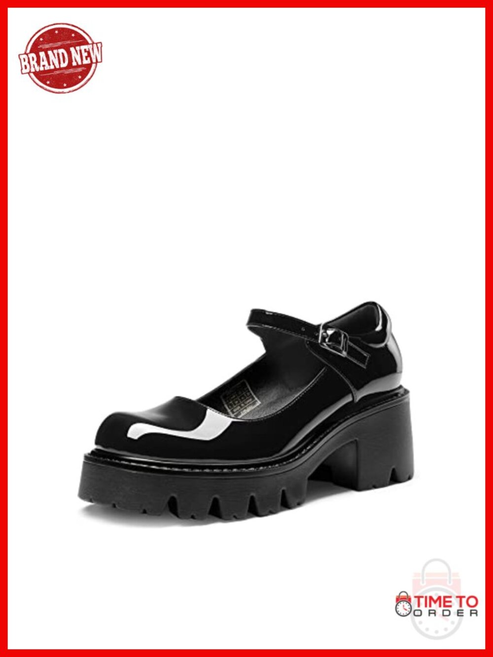Women's Mary Jane Platform Pumps Lug Sole Chunky Heel